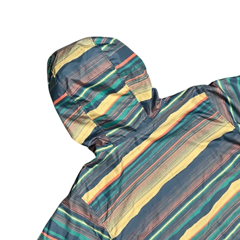 Columbia Kids Reversible Striped Hooded Windbreaker Jacket‎ M 10/12 Outdoor